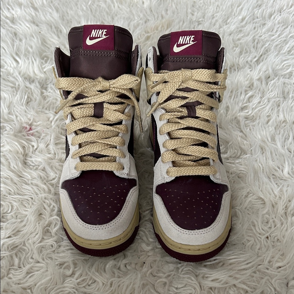 Nike Women’s Maroon and Beige High-Top Sneakers